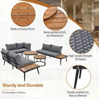 Grey Acacia Wood Outdoor Sectional Sofa Set