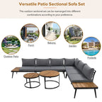 Grey Acacia Wood Outdoor Sectional Sofa Set