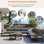 Grey Acacia Wood Outdoor Sectional Sofa Set