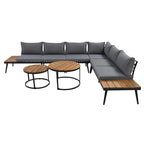 Grey Acacia Wood Outdoor Sectional Sofa Set