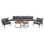 Grey Acacia Wood Outdoor Sectional Sofa Set