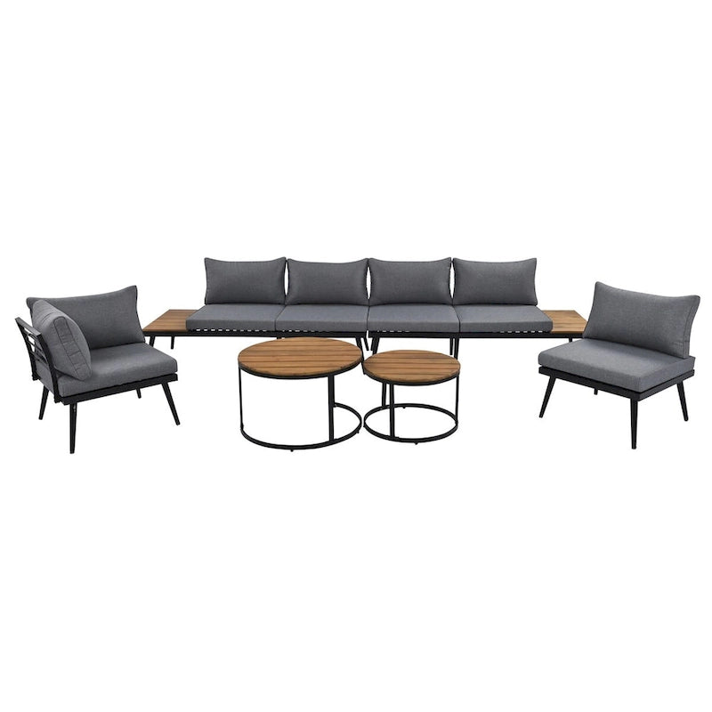 Grey Acacia Wood Outdoor Sectional Sofa Set