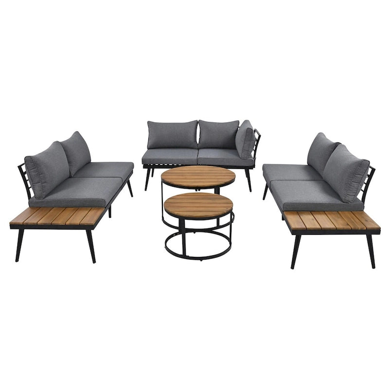 Grey Acacia Wood Outdoor Sectional Sofa Set