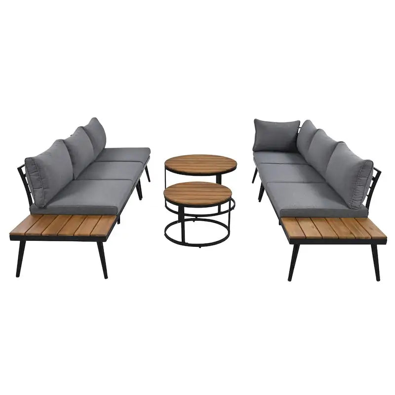 Grey Acacia Wood Outdoor Sectional Sofa Set