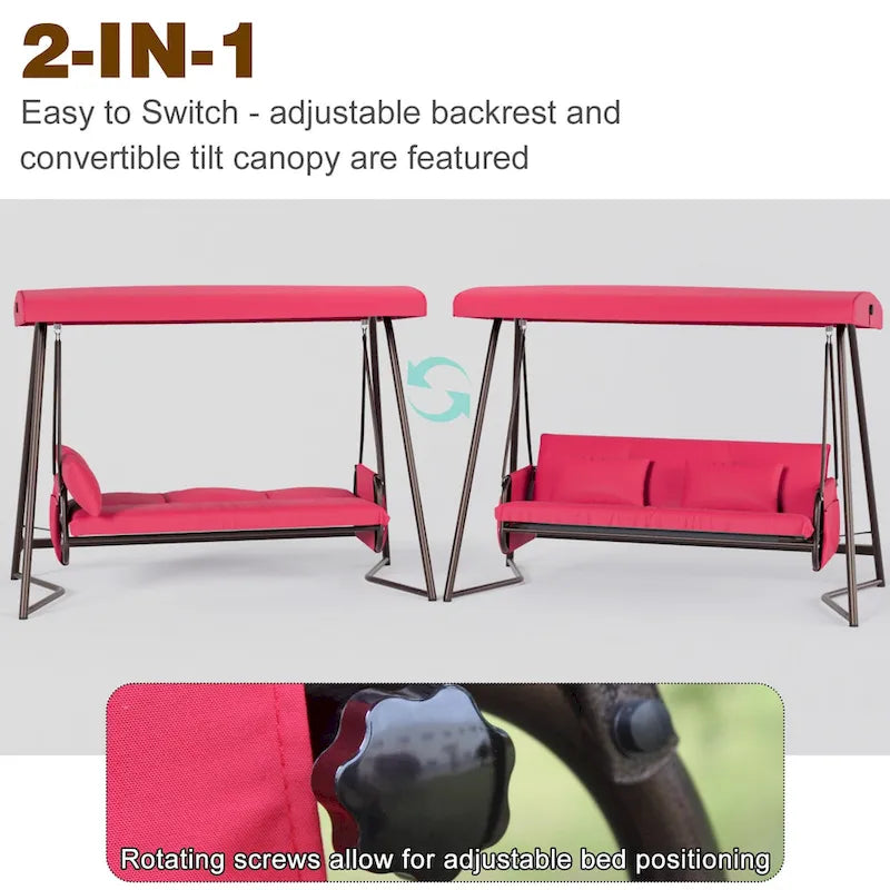 Outdoor Swing Bed with Canopy