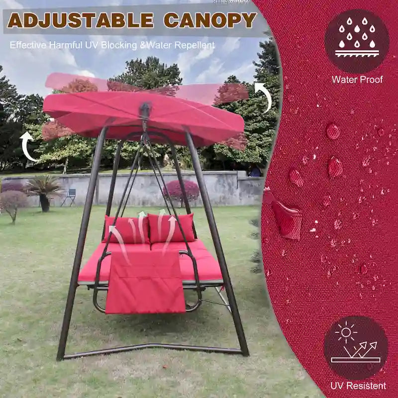 Outdoor Swing Bed with Canopy
