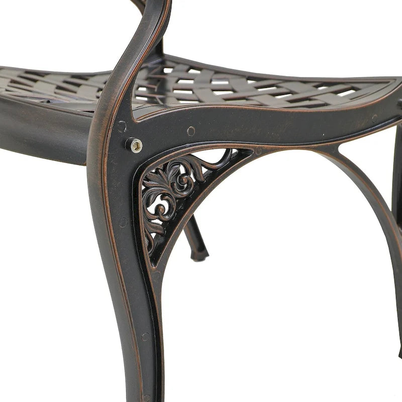 Set of 2 Cast Aluminum Stationary Dining Chairs