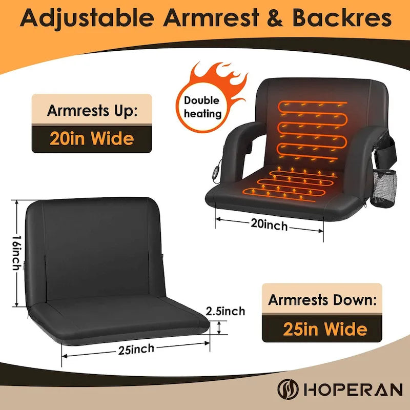 25 Inch Heated Stadium Seats for Bleachers Portable Bleacher Seat Foldable Stadium Chair