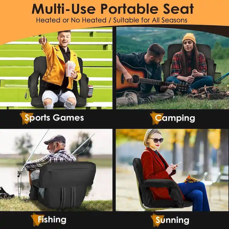 25 Inch Heated Stadium Seats for Bleachers Portable Bleacher Seat Foldable Stadium Chair