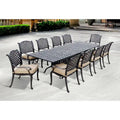 Nassau 11-Piece Patio Dining Set with Sesame Cushions and 42 x 92 / 42 x 120 Rectangular Extension Dining Table