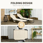 Folding Chaise Lounge Pool Chairs, Outdoor Sun Tanning Chairs with Canopy Shade