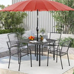 AECOJOY Outdoor Patio Square Dining Table for 4 with 1.6 Umbrella Hole