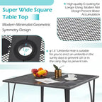 AECOJOY Outdoor Patio Square Dining Table for 4 with 1.6 Umbrella Hole