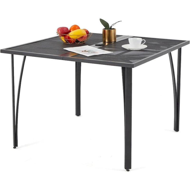 AECOJOY Outdoor Patio Square Dining Table for 4 with 1.6 Umbrella Hole