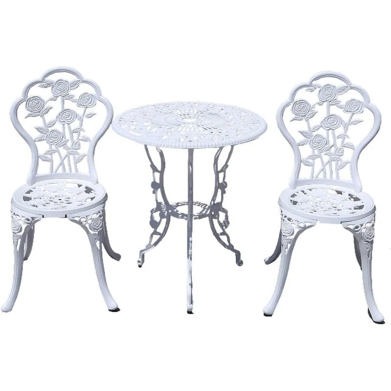 Outdoor Furniture Bistro Set with Rose Pattern Table Chairs
