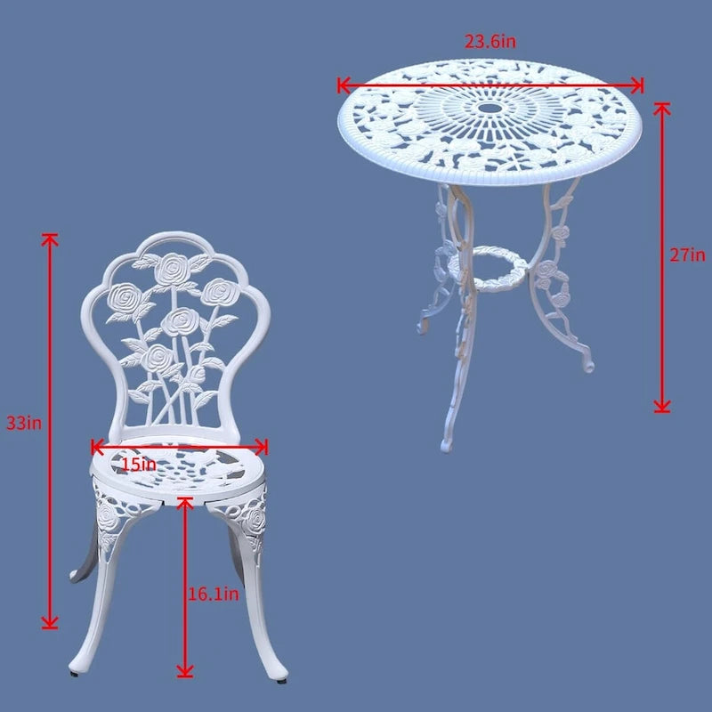 Outdoor Furniture Bistro Set with Rose Pattern Table Chairs