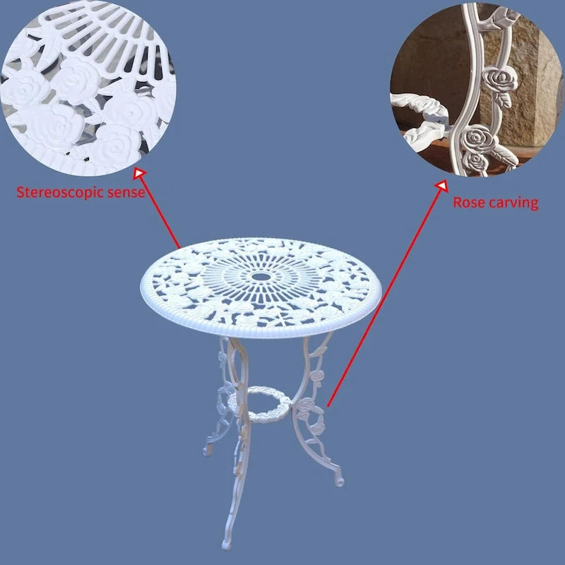 Outdoor Furniture Bistro Set with Rose Pattern Table Chairs