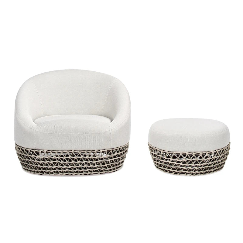 Willow 35.5 Woven Patio Outdoor Armchair with Ottoman