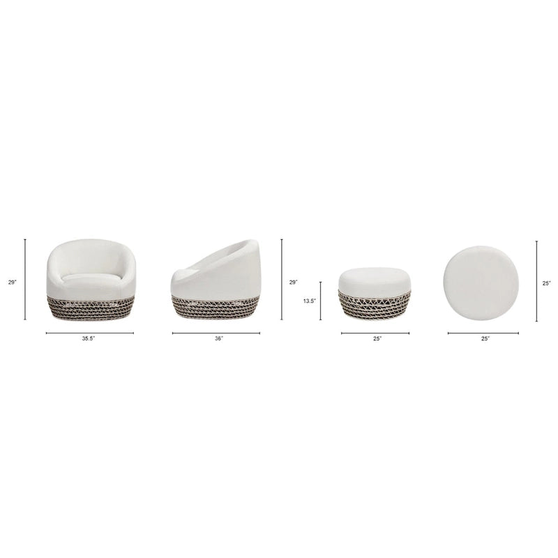 Willow 35.5 Woven Patio Outdoor Armchair with Ottoman