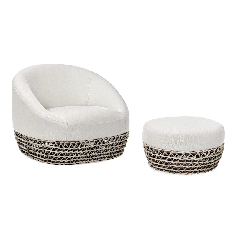 Willow 35.5 Woven Patio Outdoor Armchair with Ottoman