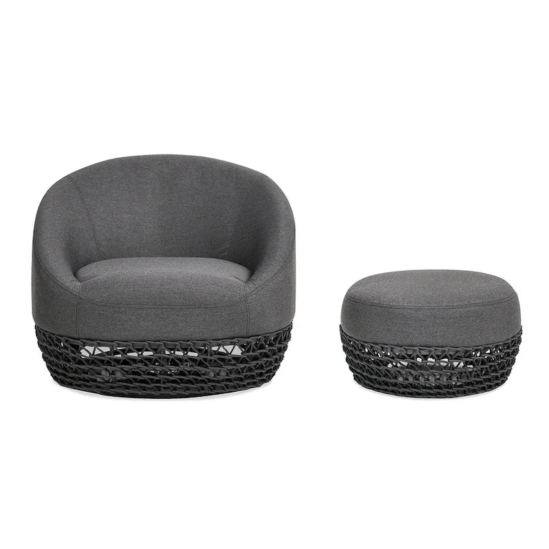Willow 35.5 Woven Patio Outdoor Armchair with Ottoman