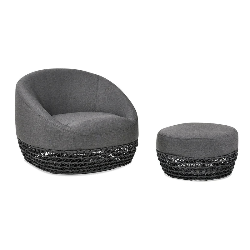 Willow 35.5 Woven Patio Outdoor Armchair with Ottoman