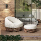 Willow 35.5 Woven Patio Outdoor Armchair with Ottoman