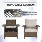 3 Piece Outdoor Rattan Patio Porch Furniture Sets - Brown