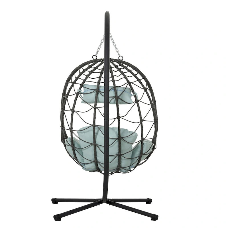 Egg Chair with Stand Indoor Outdoor Swing Chair Patio Wicker Hanging Egg Chair Hanging Basket Chair with Stand