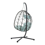Egg Chair with Stand Indoor Outdoor Swing Chair Patio Wicker Hanging Egg Chair Hanging Basket Chair with Stand