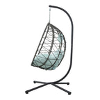 Egg Chair with Stand Indoor Outdoor Swing Chair Patio Wicker Hanging Egg Chair Hanging Basket Chair with Stand