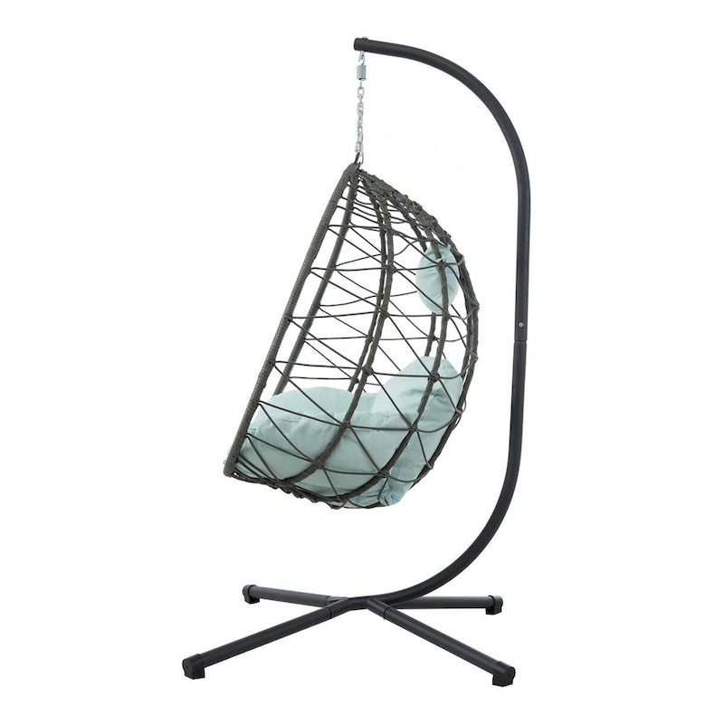 Egg Chair with Stand Indoor Outdoor Swing Chair Patio Wicker Hanging Egg Chair Hanging Basket Chair with Stand