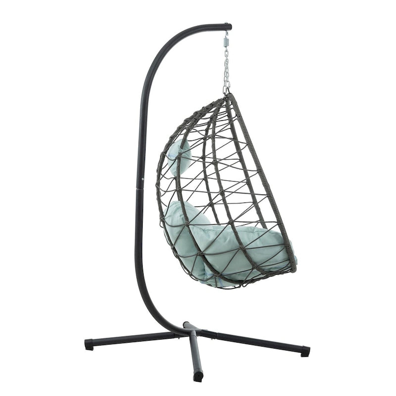 Egg Chair with Stand Indoor Outdoor Swing Chair Patio Wicker Hanging Egg Chair Hanging Basket Chair with Stand