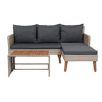 3 Piece Patio Sectional Wicker Rattan Outdoor Furniture Sofa Set
