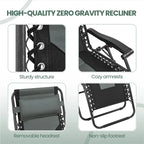 Yaheetech 2pcs 26in Padded Outdoor Zero Gravity Chair Patio Lounge Camping Chair with Armrests and Pillow