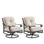 Outdoor Aluminum 44 in. Round Fire Table Set with Four Deep Seating Swivel Rocking Chairs & Accessories