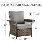 Outdoor Wicker Conversation Bistro Set for Garden - Brown