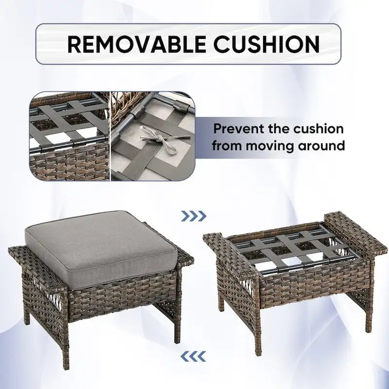 Outdoor Wicker Conversation Bistro Set for Garden - Brown