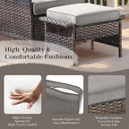 Outdoor Wicker Conversation Bistro Set for Garden - Brown