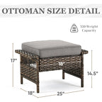 Outdoor Wicker Conversation Bistro Set for Garden - Brown