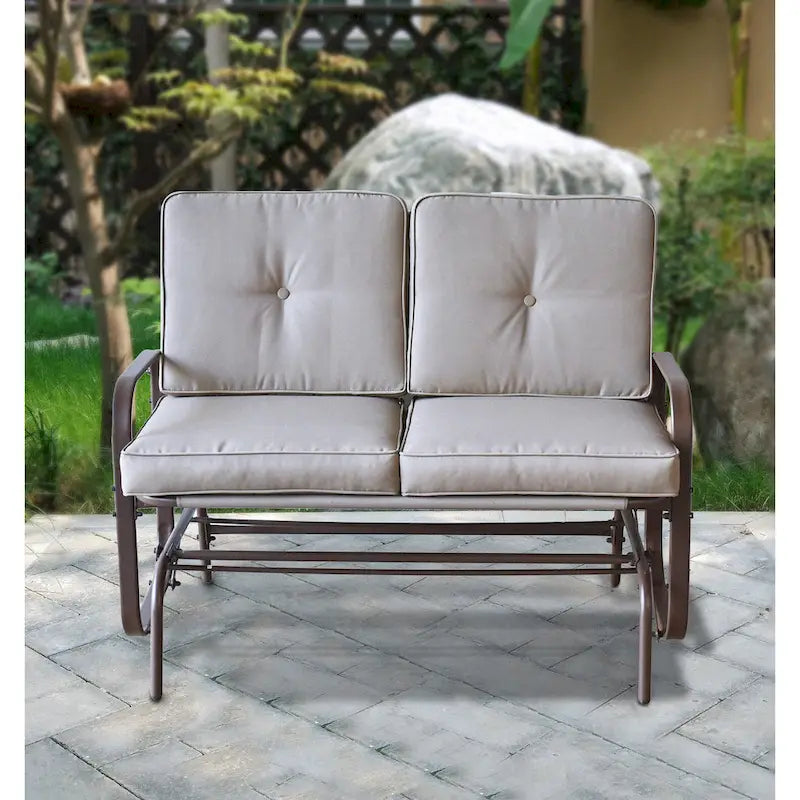 Tolentino 2-Person Brown Outdoor Loveseat Glider