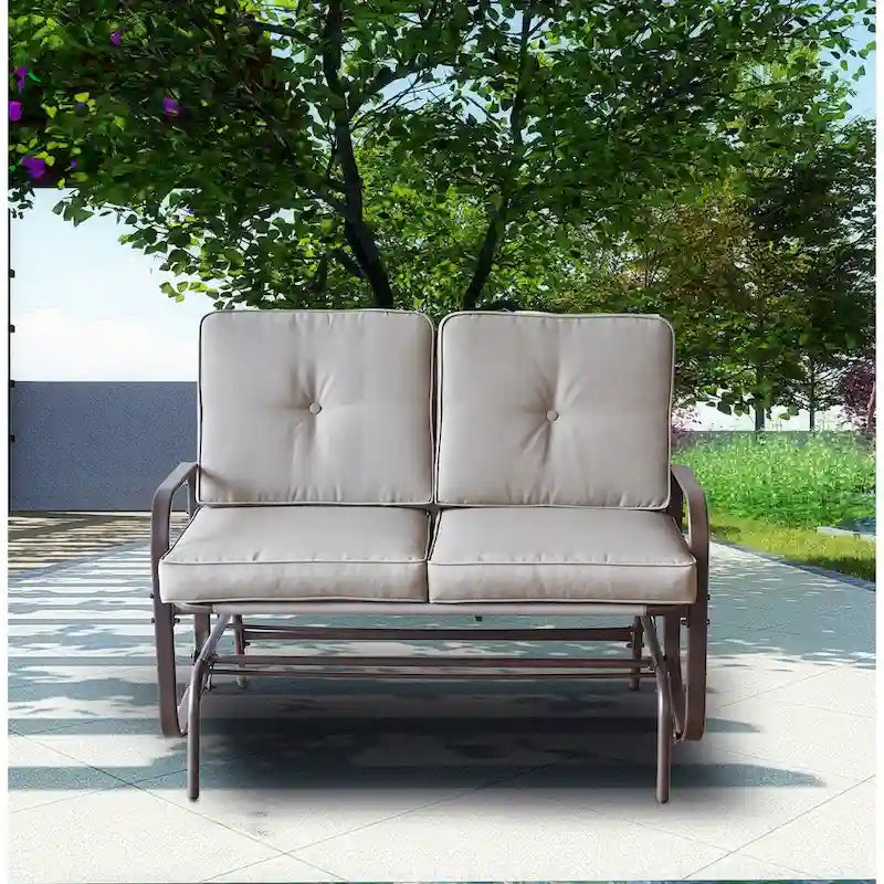 Tolentino 2-Person Brown Outdoor Loveseat Glider