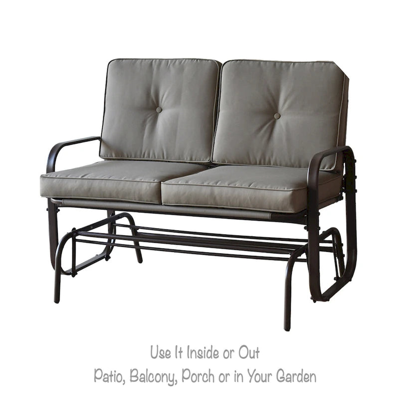 Tolentino 2-Person Brown Outdoor Loveseat Glider