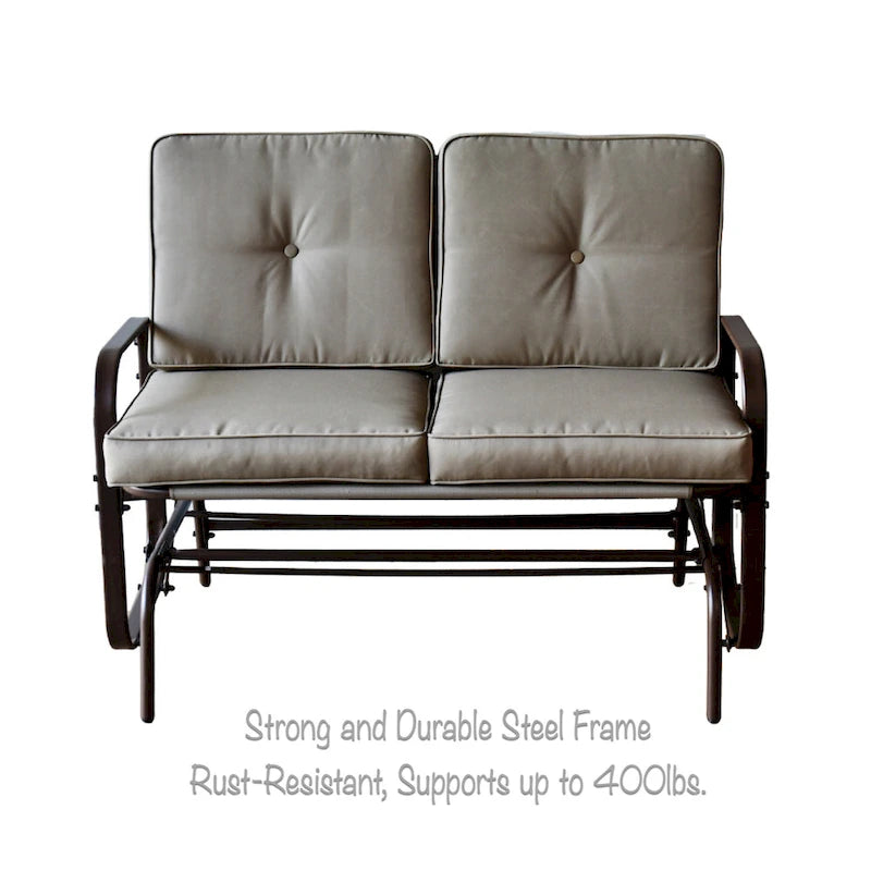 Tolentino 2-Person Brown Outdoor Loveseat Glider