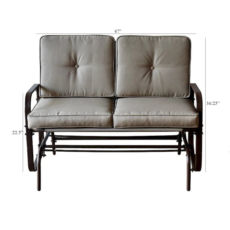 Tolentino 2-Person Brown Outdoor Loveseat Glider