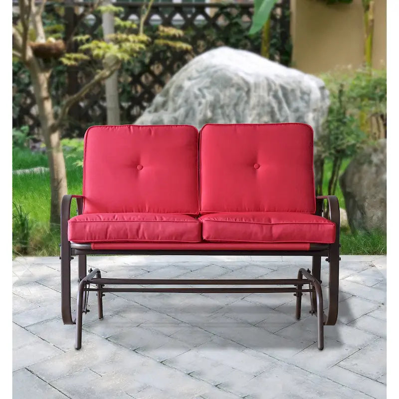 Tolentino 2-Person Brown Outdoor Loveseat Glider