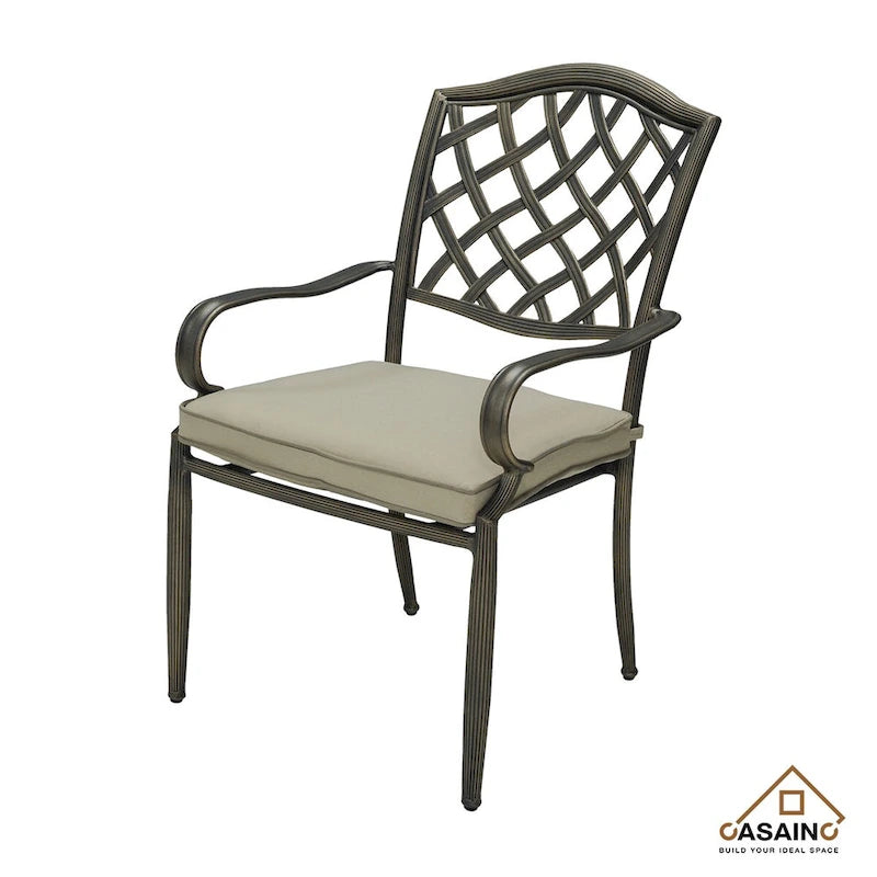 Cast Aluminum 5-Piece Outdoor Patio Dining Set with Table and Chairs