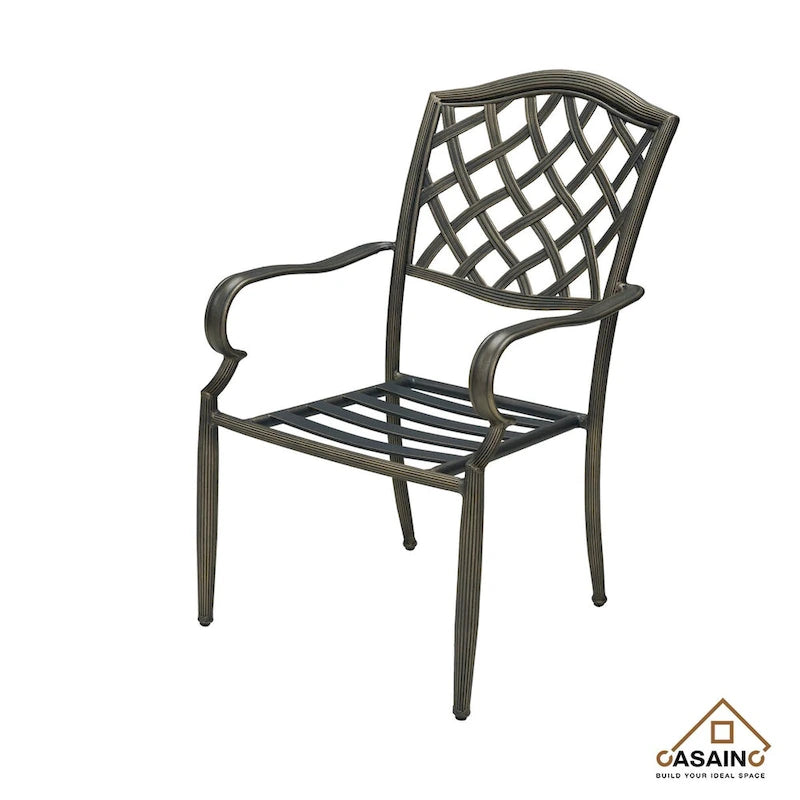 Cast Aluminum 5-Piece Outdoor Patio Dining Set with Table and Chairs