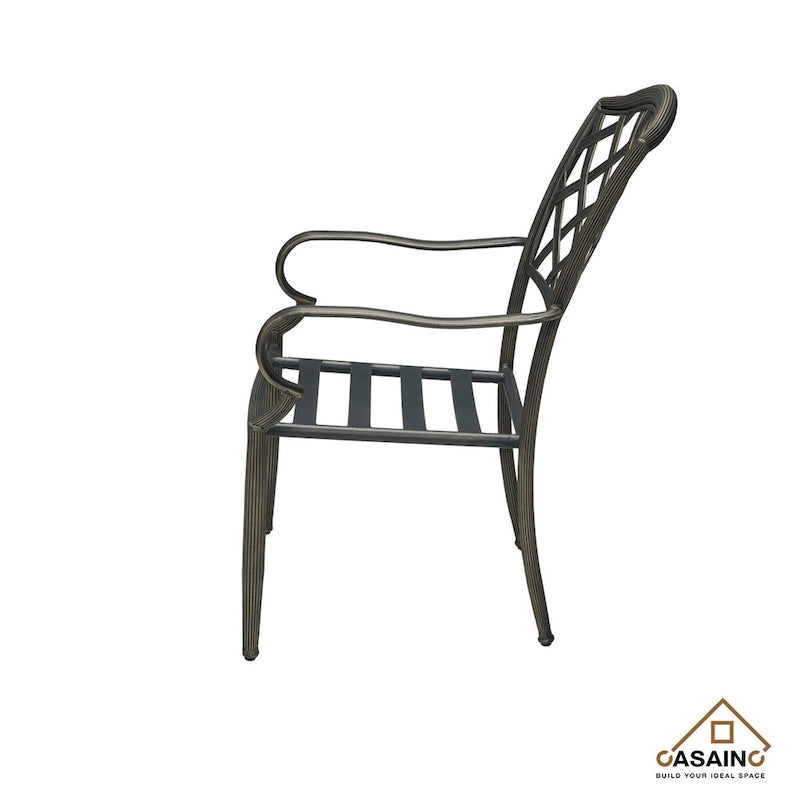 Cast Aluminum 5-Piece Outdoor Patio Dining Set with Table and Chairs