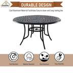 Cast Aluminum 5-Piece Outdoor Patio Dining Set with Table and Chairs
